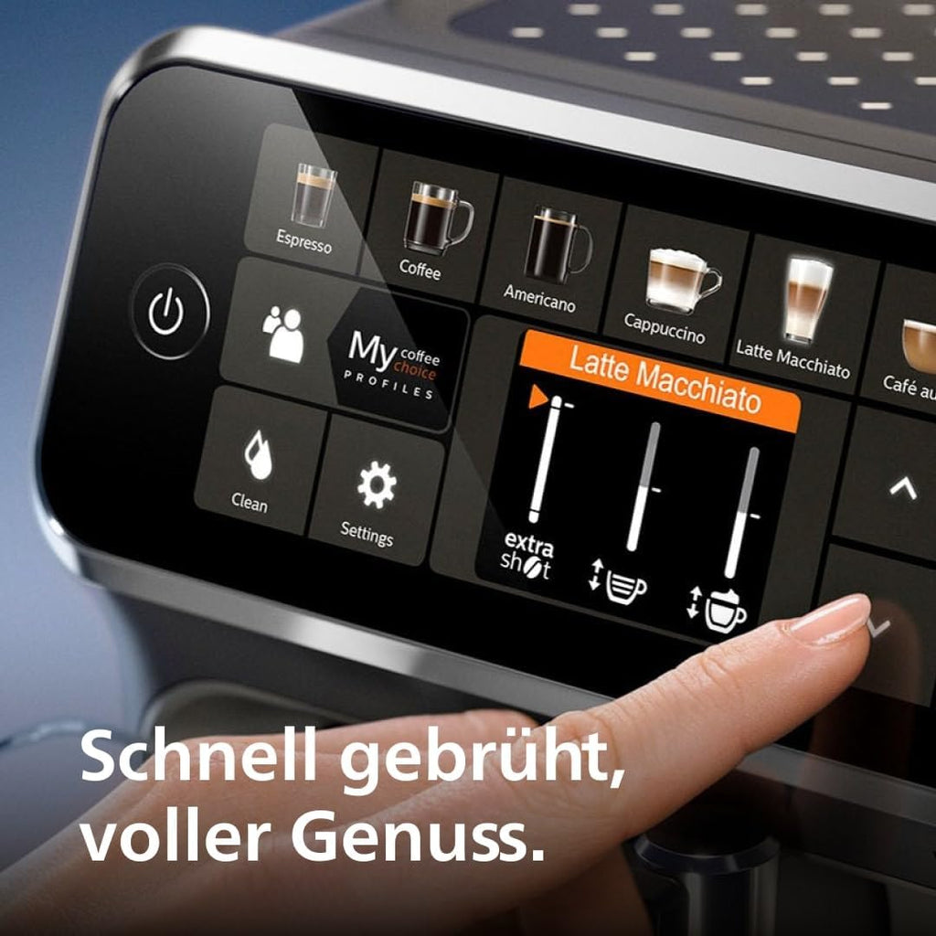 Philips Kaffeevollautomat Series 5400 EP5441/50, 12 Kaffeespezialitäten, LatteGo Milchsystem, Touchdisplay, anpassbare Kaffeeeinstellungen, erstklassiges Küchendesign, Schwarz