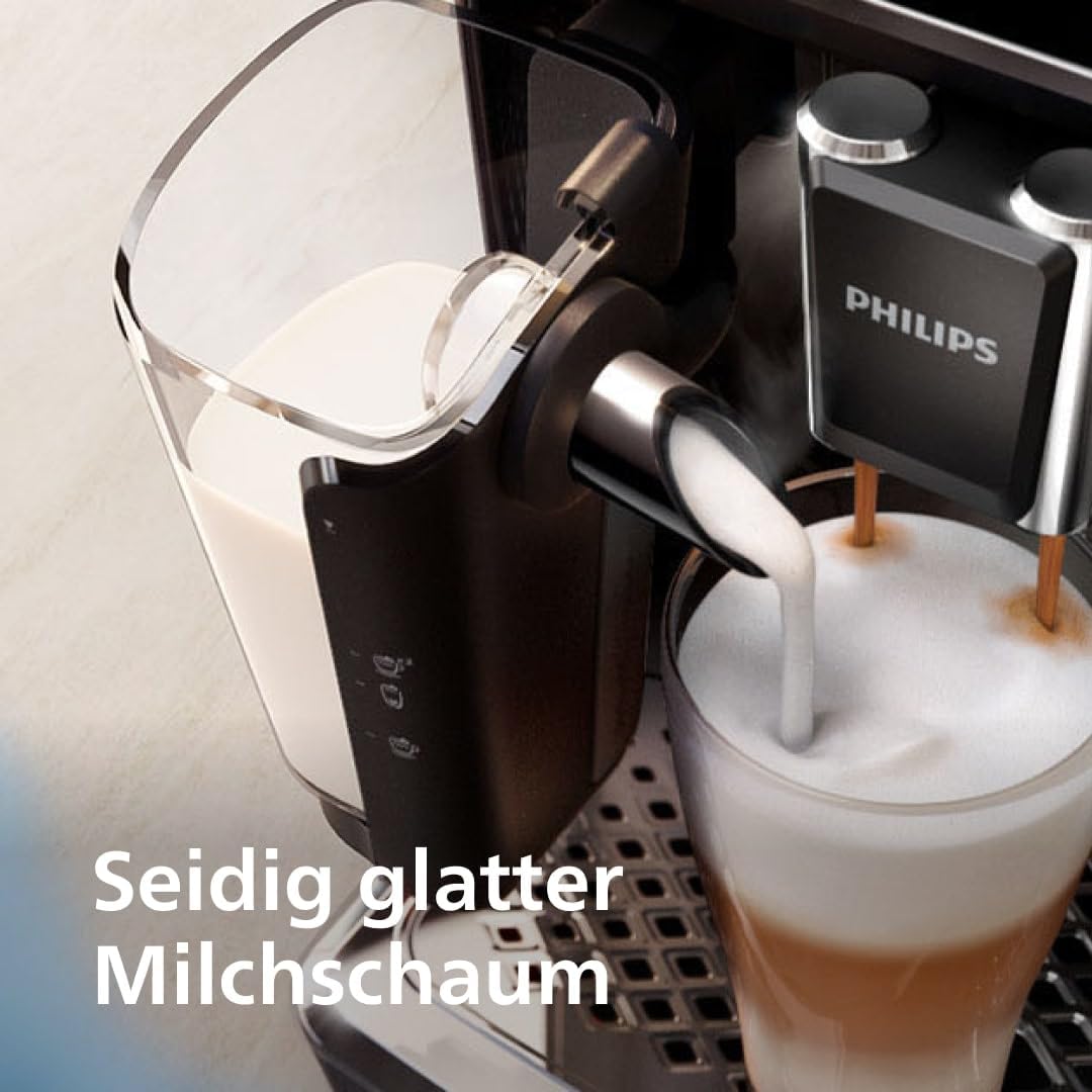 Philips Kaffeevollautomat Series 5400 EP5441/50, 12 Kaffeespezialitäten, LatteGo Milchsystem, Touchdisplay, anpassbare Kaffeeeinstellungen, erstklassiges Küchendesign, Schwarz