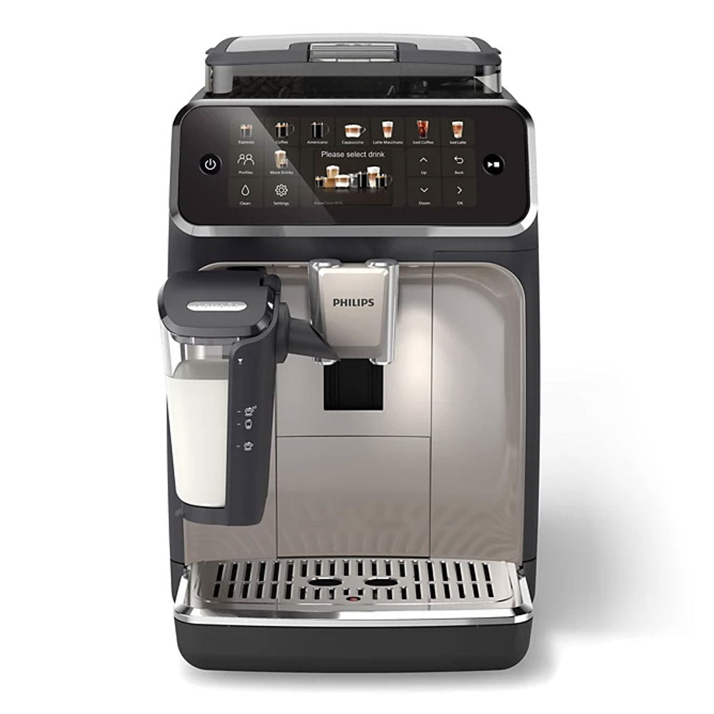 Kaffeevollautomat EP5547/90 5500 Series, 20 Kaffeespezialitäten (heiß oder eisgekühlt), LatteGo-Milchsystem, SilentBrew Technologie, Schwarz Verchromt 15 Bar